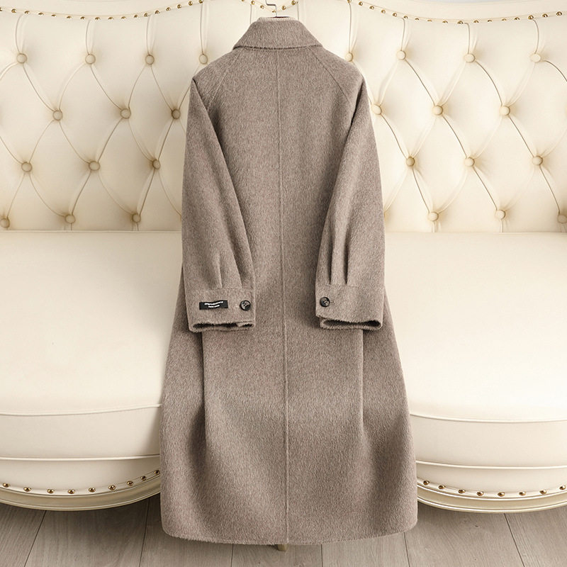 2025秋冬新款双面羊绒大衣女过膝宽松保暖方领感毛呢外套