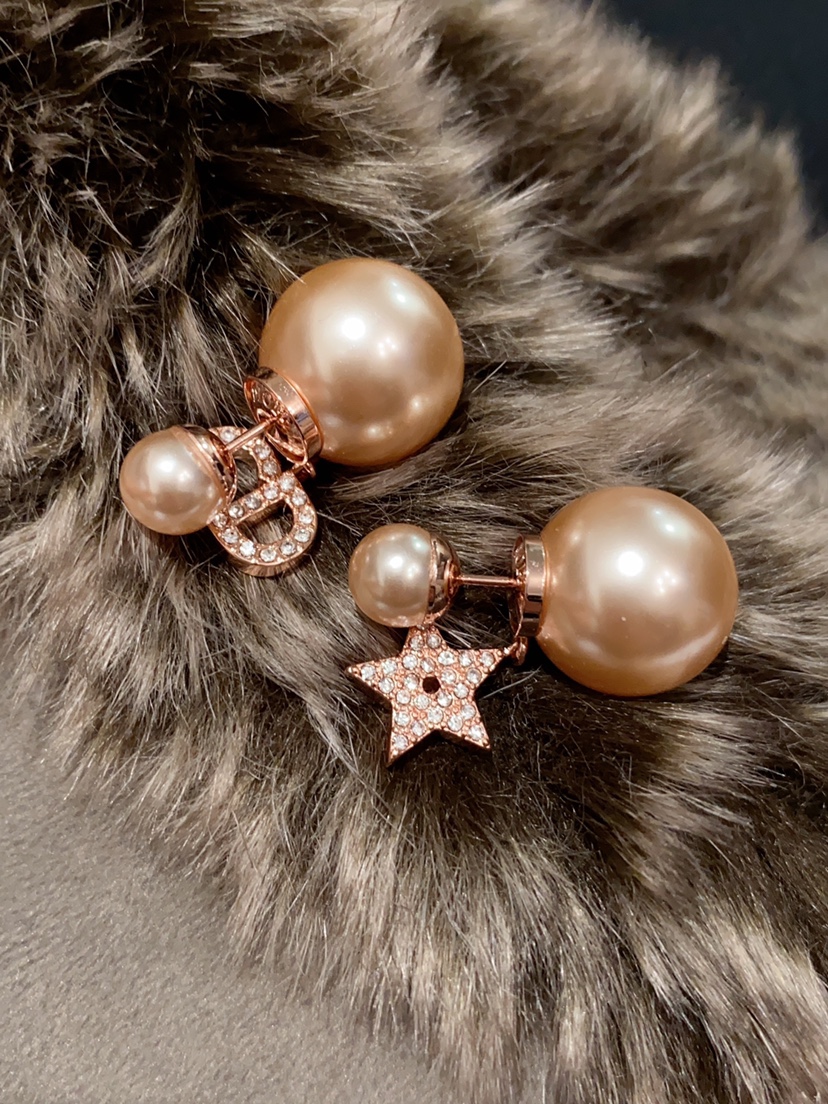 新款香槟金色珍珠耳环轻奢高级感星星ab款耳钉女网红气质秋冬耳饰