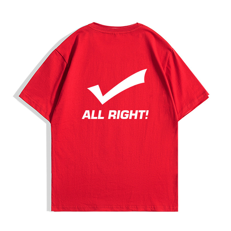 高考红t恤对勾全对纯棉中考专用红色学生短袖寓意满分半袖服饰