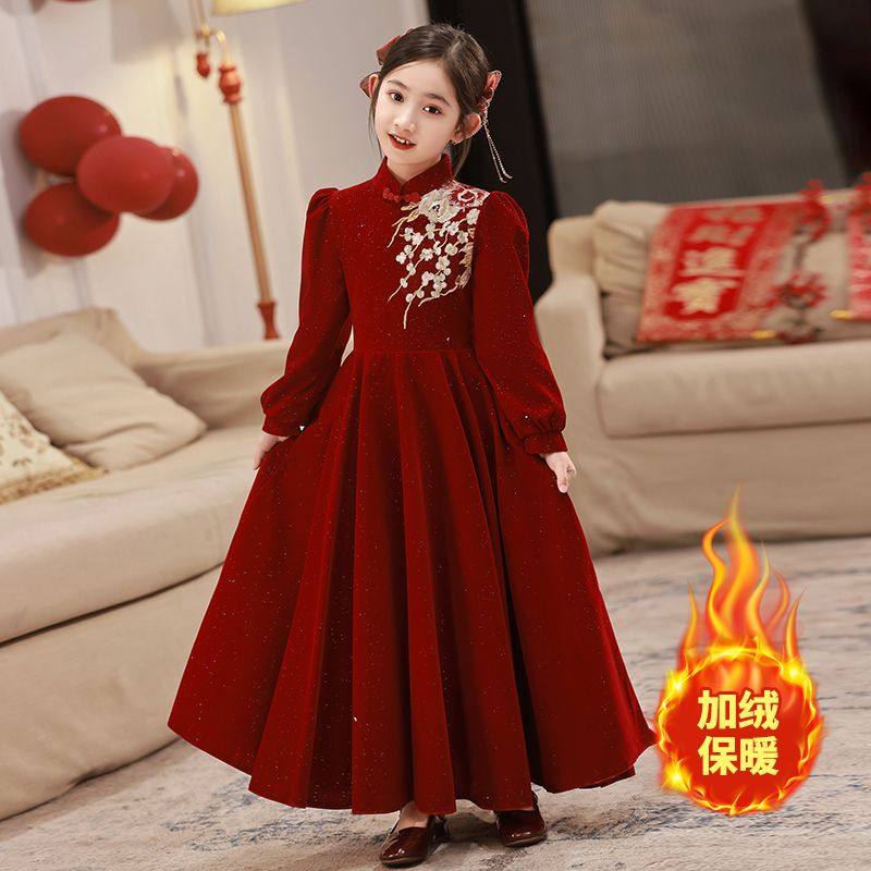 公主裙2026新款新年服生日红色女童新中式长袖加厚礼服过年连衣裙,童装/婴儿装/亲子装,儿童礼服,淘宝优惠券,粉丝福利购,淘宝优惠卷