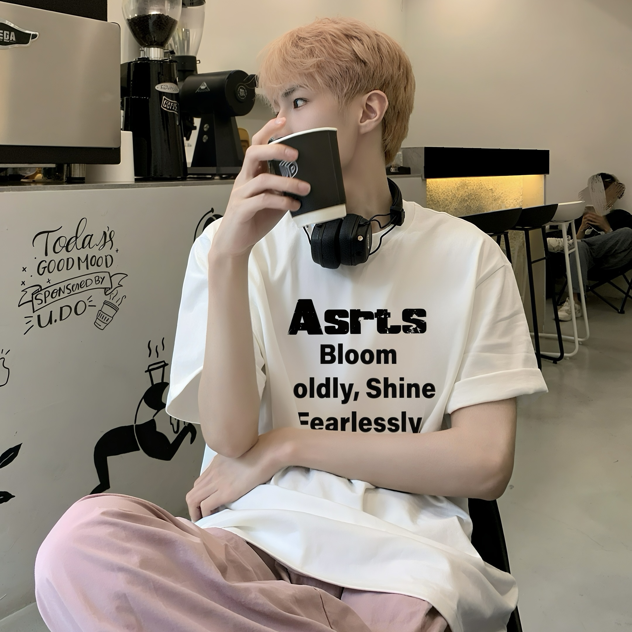 Asrts新款小众情侣潮牌白色短袖