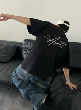 新款 Asrts高级感小众潮牌美式夏季纯棉宽松男士情侣半袖短袖T恤