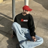 宽松情侣重磅加绒加厚圆领卫衣男士 正品 Asrts高级感小众潮牌美式