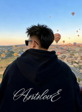 正品 Asrts重磅加厚连帽卫衣男士字母刺绣小众美式潮牌情侣装上衣