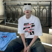 情侣高级感短袖 重磅 T恤 夏季 纯棉宽松男士 Asrts新款 小众潮牌美式