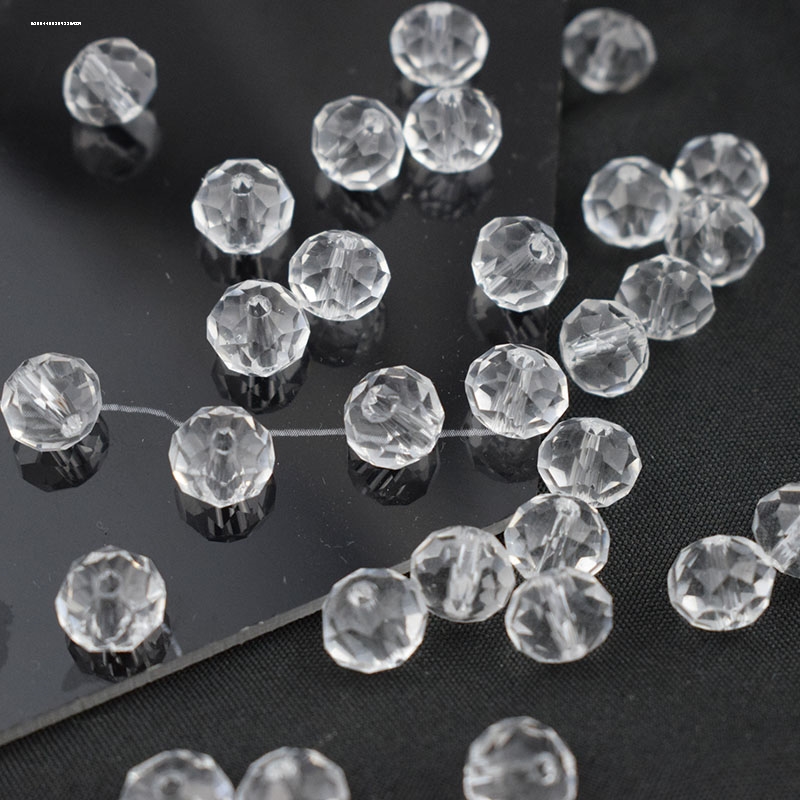 8mm地球珠透明水晶玻璃珠子32切面手工串珠项链手链饰品配件材料
