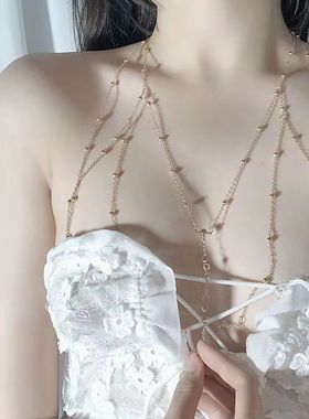 胸链身体链欧美bodychain性感比基尼bikini立体后背链露背装配饰