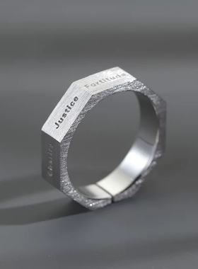 戒指男ins潮小众高级感单身个性男士可调节食指七美德指环