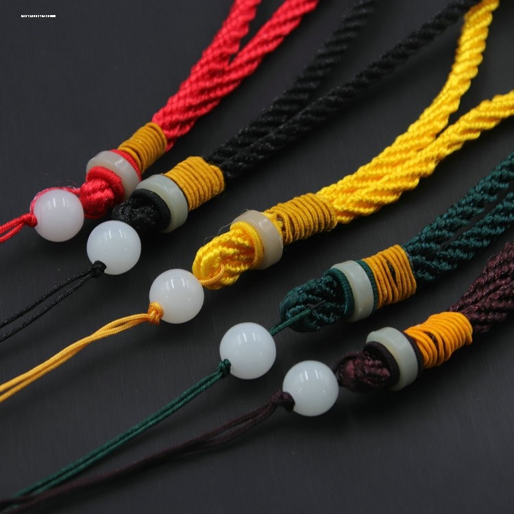 手把件挂绳文玩把玩绳子汽车钥匙翡翠玉器短款手玩件挂绳男女加粗