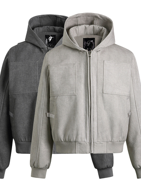 GOSNACE/GOS 石灰连帽春秋硬挺廓形高级感百搭夹克外套