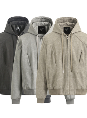 GOSNACE/GOS 连帽翼春秋硬挺廓形高级感百搭座山雕短款夹克外套