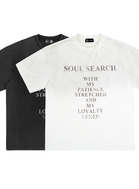 GOSNACE/GOS 美式街头水洗做旧复古字母印花圆领宽松夏季休闲百搭