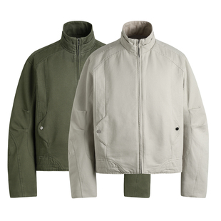 GOSNACE/GOS 美式复古立领短款暗铠夹克男女同款休闲长袖拉链外套