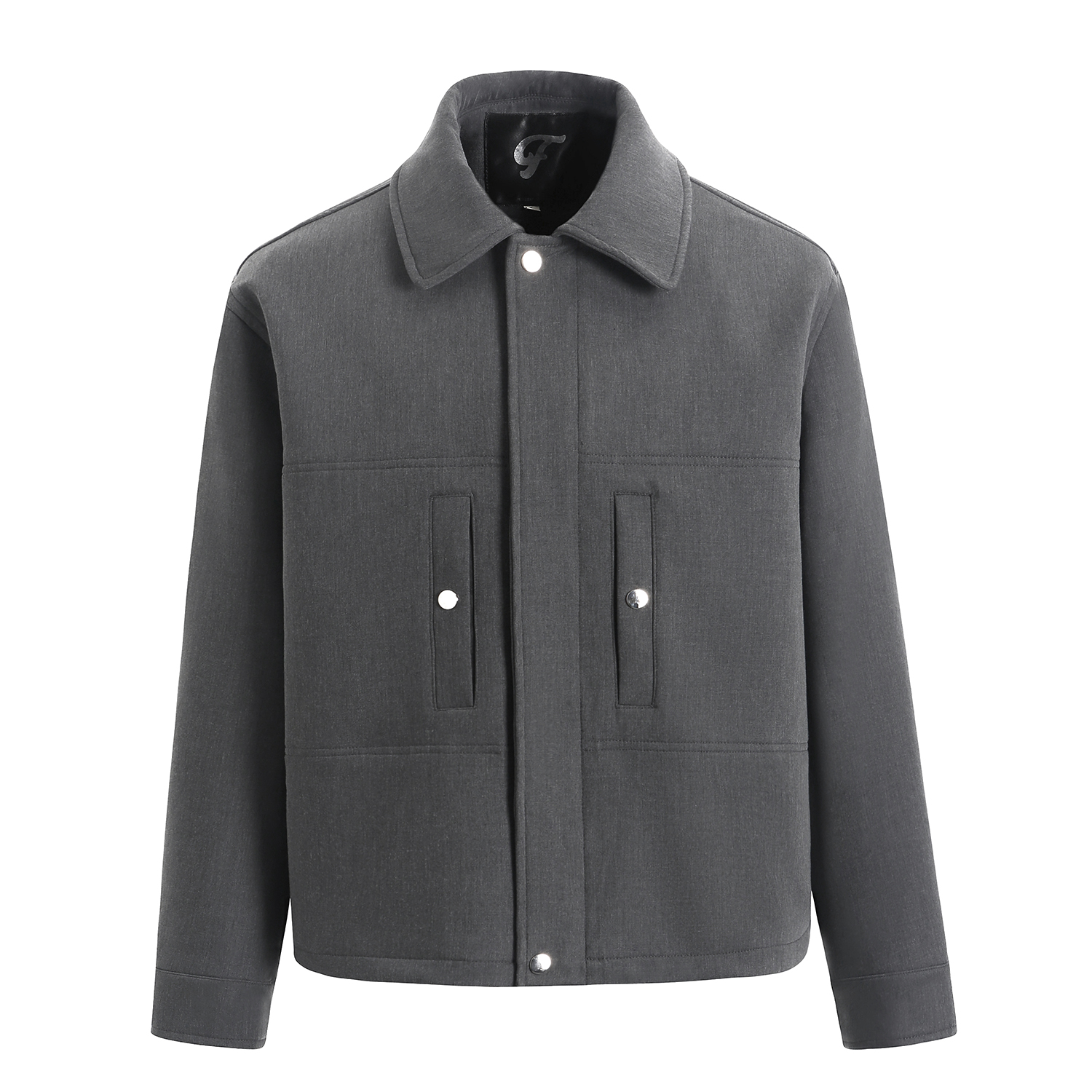 GOSNACE/GOS 麻灰2.0春秋竖纹翻领短宽拼接立体剪裁cleanfit夹克