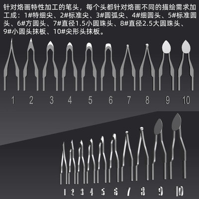 烙画笔头烙画描绘笔头电烙画笔头电热笔头雕刻笔头渲染烙铁头