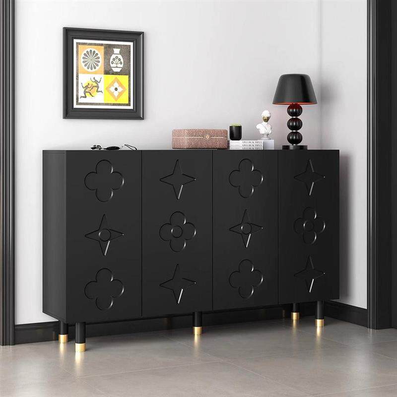 黑色复古鞋柜家用门口超薄入户玄关柜高级感现代简约储物收纳柜子