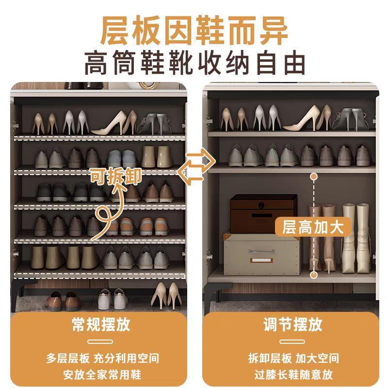 岩板鞋柜家用门口新款2025爆款实木室内入户大容量多层玄关置物柜图片