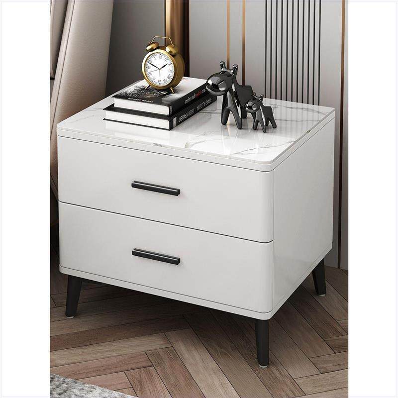 床头柜简约现代烤漆岩板床头柜轻奢现代简约卧室极简高端全实木床