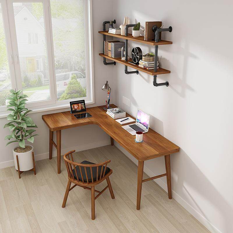 北欧实木转角书桌椅组合L型7字形工作台家用学生写字桌台式电脑桌