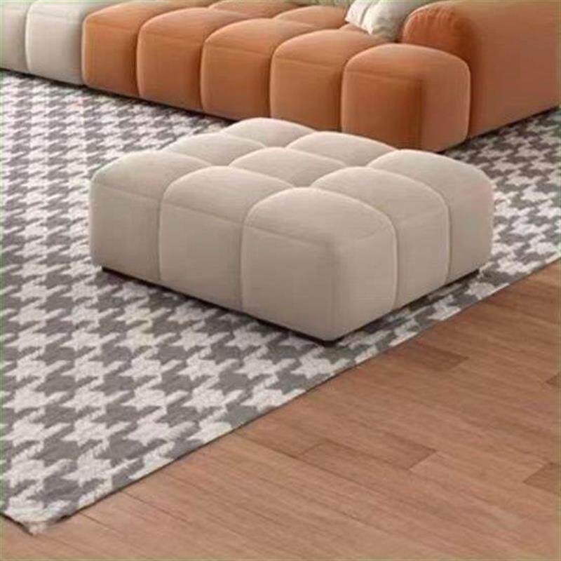 贵妃榻脚踏落地方块沙发奶油布艺沙发婴儿绒沙发客厅家用户型正方