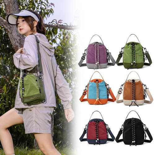 户外拼色斜挎包多功能小背包高颜值俩用水壶包徒步登山单肩包包