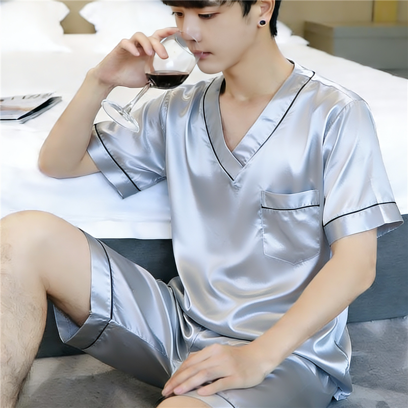 男士夏季薄款大码休闲套装睡衣