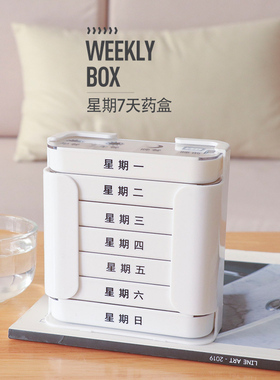 药盒7天大容量分装盒便携带式老人星期早中晚放分药盒子一周随身
