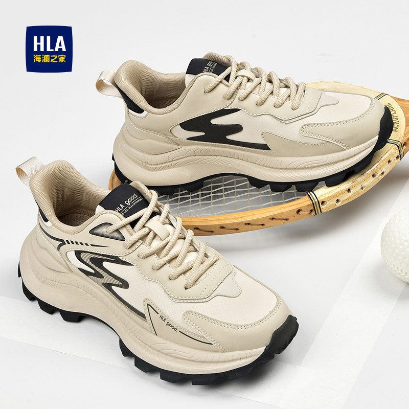 HLA/海澜之家男鞋新款春季潮酷时尚拼接休闲鞋百搭耐磨增高运动鞋