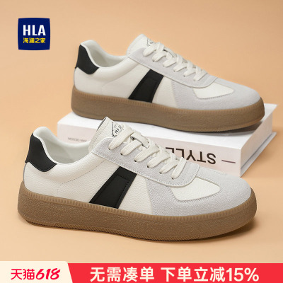 HLA/海澜之家男鞋新款夏季潮流时尚慢跑德训鞋百搭厚底复古休闲鞋