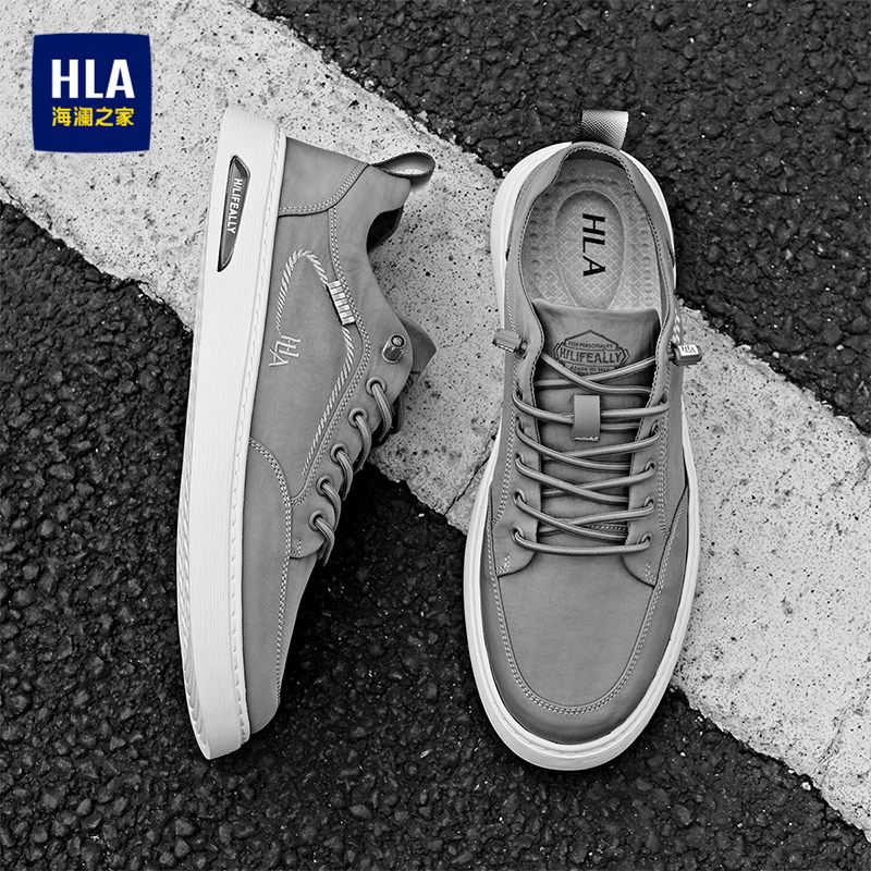 HLA/海澜之家男鞋薄款夏季经典休闲舒适帆布免系带布鞋男士舒适