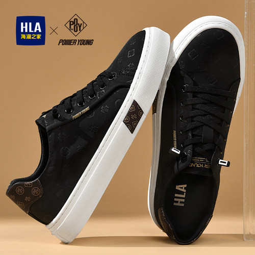 HLA/海澜之家男鞋PowerYoung系列春季新款时尚帆布鞋免系带板鞋男