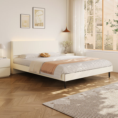 橡木定制床现代简约主卧1米8双人床小户型1.2米1.5单人架子实木床