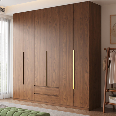 全实木橡木定制衣柜新款2024爆款中古风家用卧室主卧一门到顶衣橱