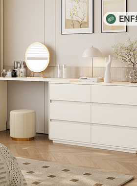 定制橡木全实木梳妆台斗柜一体极窄白色简约款小户型化妆桌主卧室