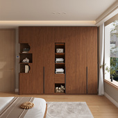 橡木全实木定制衣柜家用卧室新款 2025爆款 18mm厚一门到顶储物衣橱