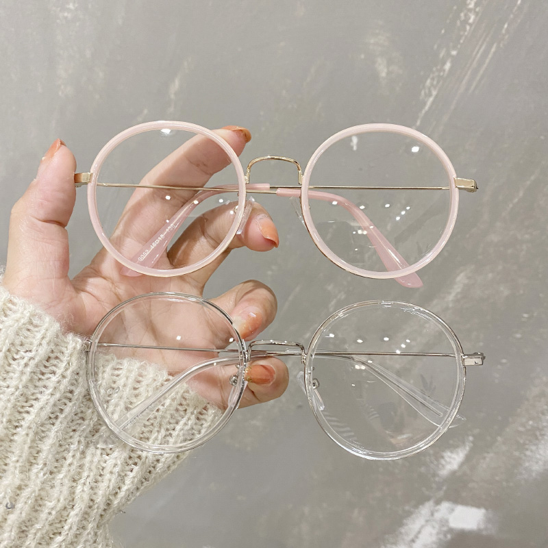 ins风可爱圆框韩版超轻眼镜女百搭网红配近视学生变色防蓝光护目