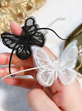 黑色蕾丝立体蝴蝶choker锁骨颈链女气质仙气项链项圈