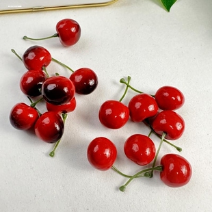 仿真樱桃车里子假樱桃串水果模型装饰道具画室摆件塑料玩具蛋糕