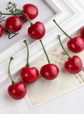 新款仿真樱桃假水果车里子餐厅摆设拍摄道具橱柜展示果盘装饰摆件