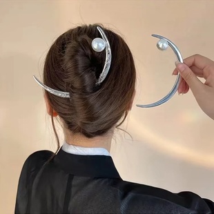 中国风上玄月簪复古半月挽发簪子女古风高级感丸子头盘发头饰