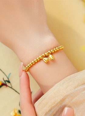 莲蓬莲花两世欢圆珠手链仿古法金网红珠子手串送女友