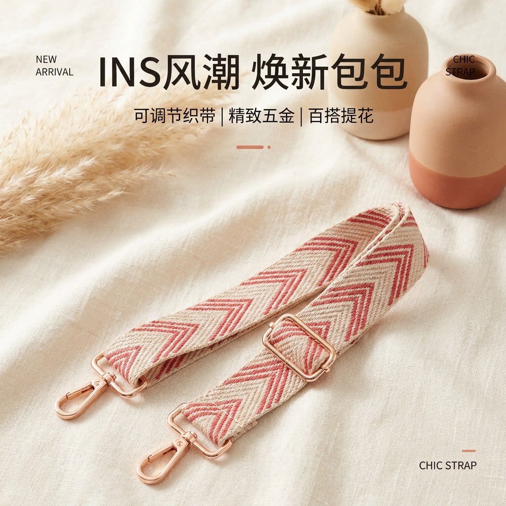 米红箭头宽肩带包包替换肩带加宽减压可调节长度舒适斜挎单肩背带图片
