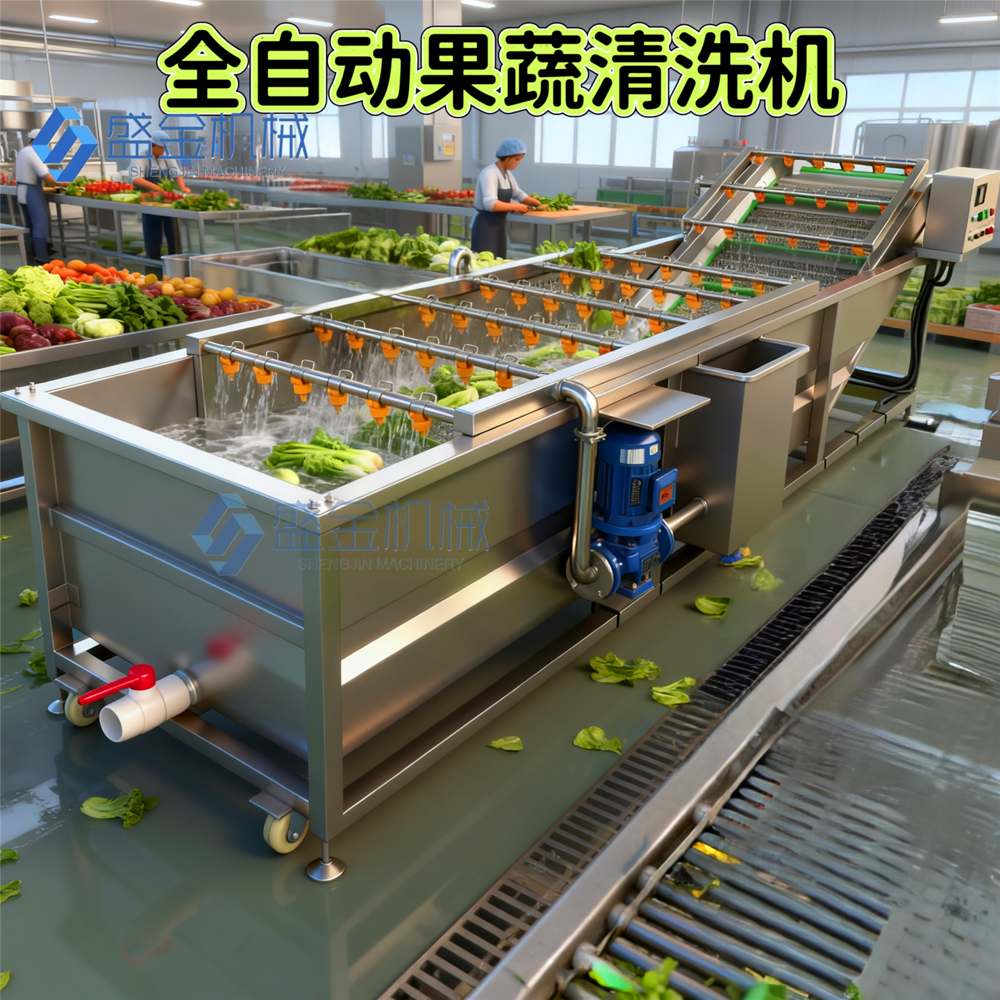 气泡洗菜机风干线商用大型包装袋肉类龙虾海产品蔬菜清洗机解冻机