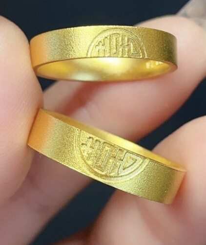 小张师傅喜珠福宝双福对戒三金情侣戒指女戒男戒简约