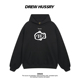 宽松百搭黑色帽衫 Drew美式 潮牌小鱼印花连帽卫衣男女情侣装 外套