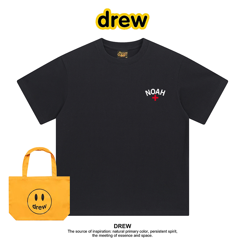 Drew美式潮牌十字架简约印花纯棉短袖T恤男女同款百搭ins情侣上衣