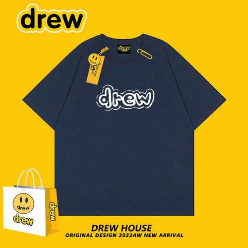 Drew笑脸短袖美式潮牌夏季女宽松小众百搭半袖情侣T恤男纯棉半袖