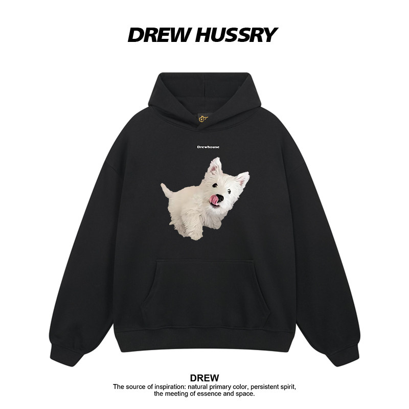 Drew美式潮牌西高地狗狗可爱休闲百搭帽衫连帽卫衣男女情侣款外套,女装/女士精品,卫衣/绒衫,淘宝优惠券,粉丝福利购,淘宝优惠卷