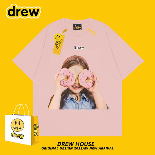 Drew笑脸甜甜圈女孩Lisa同款休闲百搭情侣款夏季圆领纯棉短袖t恤