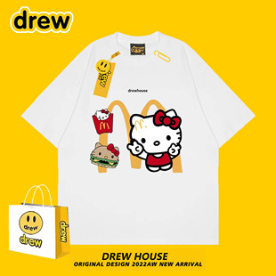 T恤 纯棉圆领印花短袖 house笑脸HelloKitty联名可爱趣味夏季 Drew